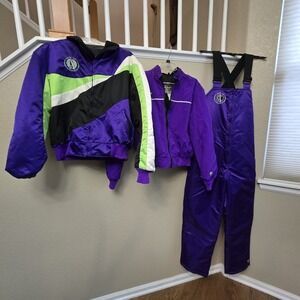 Vtg 90s Arcticwear Arctic Cat Womens L 3-Piece Snowmobile Suit Jackets Bib Gaper